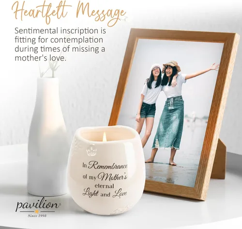 Miniatura 2 de Pavilion Light Your Way Recipiente Cerámico Conmemorativo - Vela 100% de Cera de Soja con Texto "In Remembrance Of My Mother's Eternal Light And