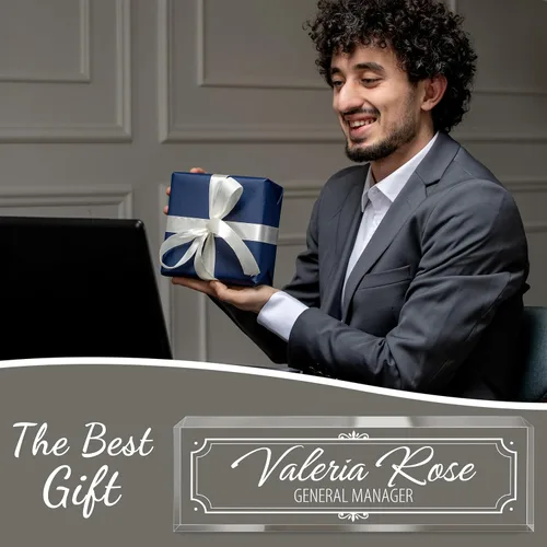 Miniatura 6 de Placa de nombre personalizada para escritorio, placas de nombre grabadas personalizadas para hombre, regalos del día del jefe para jefe, decoración