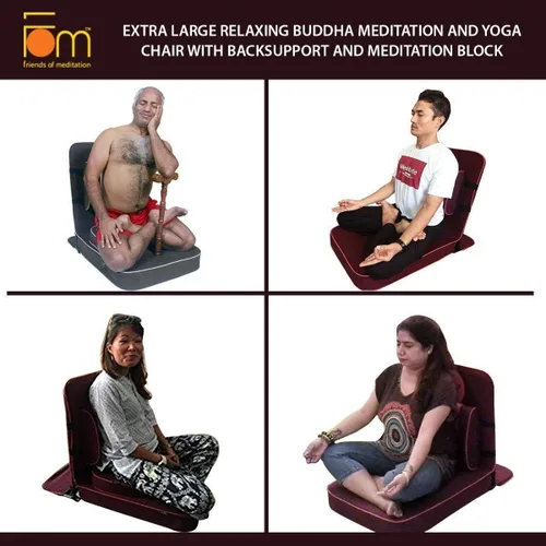 Miniatura 7 de Friends of Meditation Silla de meditación extra grande Silla de piso con soporte de respaldo Sillas de yoga para adultos Silla plegable Negro