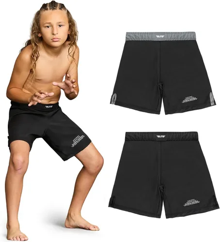Elite Sports Pantalones cortos de entrenamiento para niños MMA BJJ No GI UFC, pantalones cortos deportivos para niños y niñas, pantalones cortos de