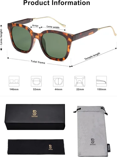 Miniatura 5 de SOJOS Lentes de sol polarizados cuadrados clásicos para mujeres y hombres, retro, modernos, protección ultravioleta UV400 SJ2050