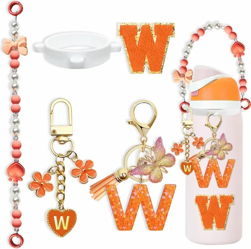 Miniatura 27 de Lindo Juego de Dijes de Letras para Botella de Agua Owala de 24oz, 32oz, 40oz, Owala Kids y Vaso de Café, FreeSip – Incluye Correa con Asa, para Rosa