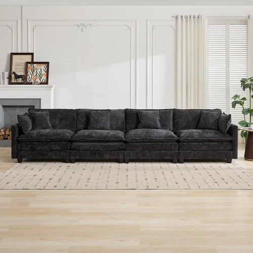 Miniatura 10 de Sofá Sillones de felpilla transpirable de 150 pulgadas para sala con diseño ergonómico, sofás para sala con modular flexible para espacios de vida