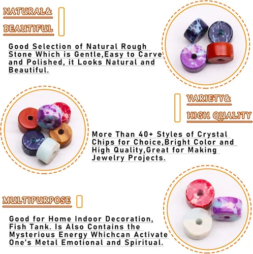 Miniatura 3 de Cuentas Heishi de piedra natural para hacer collares, cuentas pequeñas de piedra redonda plana de 0.116 pulgadas x 0.039 pulgadas para hacer joyas