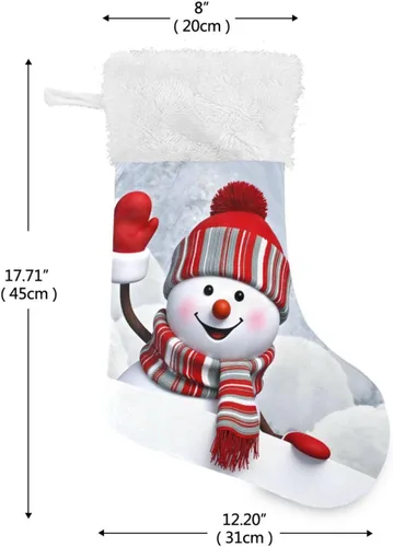 Miniatura 3 de ALAZA Medias de Navidad divertidas con muñeco de nieve agitando la mano, clásicas, decoraciones grandes personalizadas para la familia, temporada