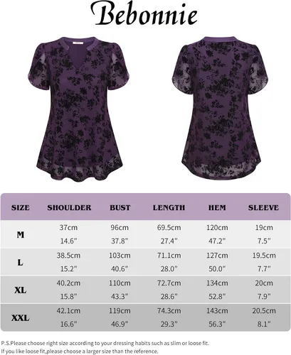 Miniatura 6 de Bebonnie Blusas de verano con volantes de manga corta para mujer, blusas elegantes florales