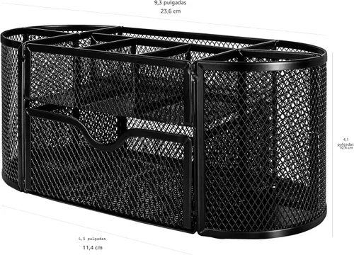 Miniatura 5 de Amazon Basics Soporte para bolígrafos y organizador de escritorio, almacenamiento de organizador de oficina, negro, 9.25 x 4.53 x 3.94 pulgadas