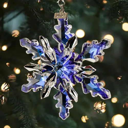 Miniatura 6 de Adorno de Navidad 2024, adornos de copo de nieve de cristal, edición anual, adorno para árbol de Navidad, regalos para el hogar (2024-Colorido)