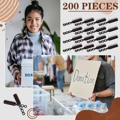 Miniatura 7 de 200 cepillos de pelo para personas sin hogar, envueltos individualmente, cepillo para desenredar, cepillo de pelo rizado, cepillo de ventilación
