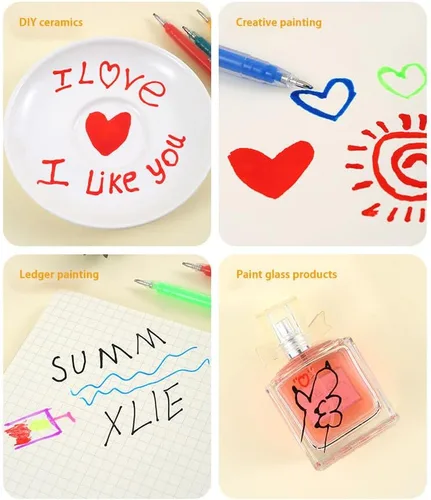 Miniatura 9 de Katutude Juego de bolígrafos de tinta de gelatina brillante 3D, paquete de 6 bolígrafos de gel fluorescentes con purpurina coloreada, bolígrafos