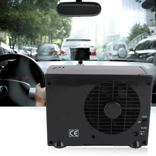 Miniatura 4 de Calentador de aire de coche de 12 V, ventilador de enfriamiento evaporativo portátil con 2 velocidades, mini ventilador de tablero para vehículos