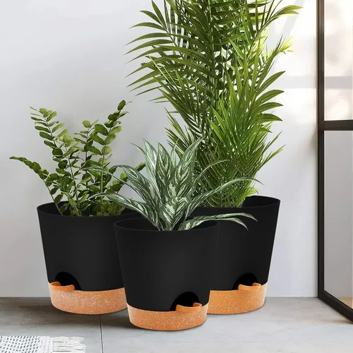 Miniatura 6 de GARDIFE Macetas de 10/9/8 pulgadas para plantas de interior, macetas auto-regantes, macetas de riego automático, macetas de flores, negras