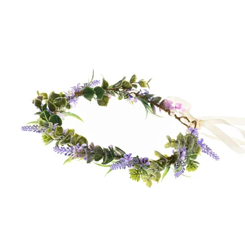 Miniatura 45 de Vividsun Corona floral de hoja verde para boda, corona de flores nupciales, accesorios de maternidad para fotos (A blanco)