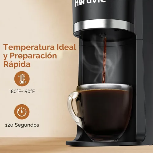 Miniatura 4 de Horavie Cafetera pequeña de una sola porción, cafetera rápida de una taza para cápsulas K Cup y café molido, tamaños de preparación de 6 a 12 onzas