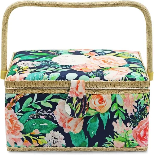 Miniatura 2 de Cesta de costura grande con accesorios, caja organizadora de costura para suministros de costura y herramientas de manualidades de bricolaje, regalo