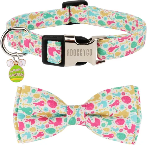 Miniatura 11 de ADOGGYGO Collar de perro con bandera estadounidense con corbata de moño desmontable, collares patrióticos ajustables del 4 de julio para perros
