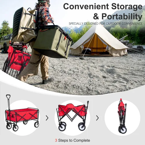 Miniatura 7 de PayLessHere Carrito plegable con ruedas Negro Carrito plegable resistente con capacidad de 330 libras con ruedas todo terreno y mango