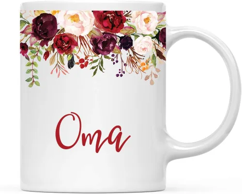 Miniatura 15 de Andaz Press Taza de té de cerámica para el día de la madre, regalo de 9.5 fl oz, otoño, marsala, flores burdeos, rosas, flores, tía, 1 paquete