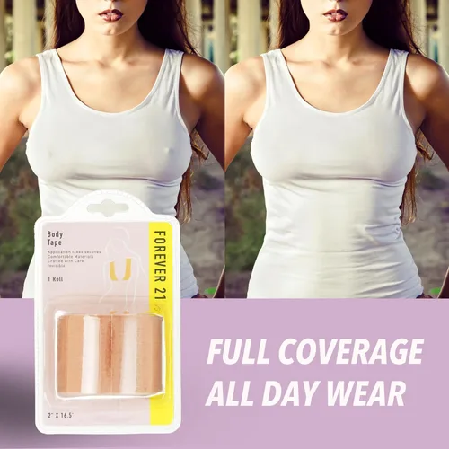 Miniatura 5 de Forever 21 Cinta cómoda para la piel, 1 paquete de cinta de fácil aplicación para pecho, tela, estiramiento facial, vestidos, Beige