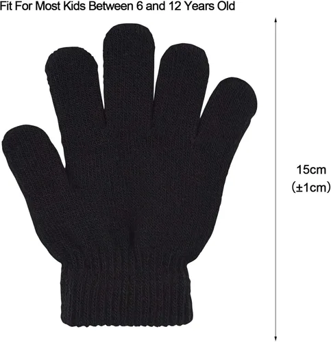 Miniatura 2 de MENOLY 8 pares de guantes de invierno para niños guantes de punto para niños cálidos y elásticos para niñas y adolescentes