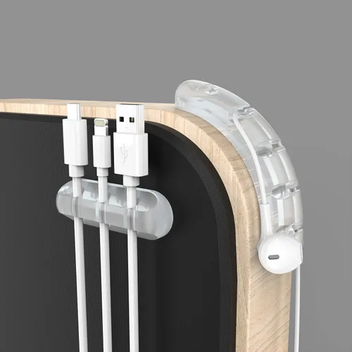 Miniatura 6 de INCHOR Organizador de cables, clips transparentes para gestión de cables, organizadores de cables con soporte para cables USB, organizador de cables