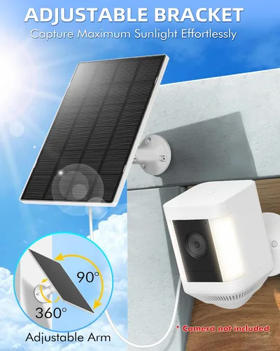 Miniatura 8 de KEPEAK Panel Solar para Cámara Ring al Aire Libre, Cargador Solar Pequeño de 5V con Tipo C o Micro USB, Solo para Batería de Cámara Stick Up Cam