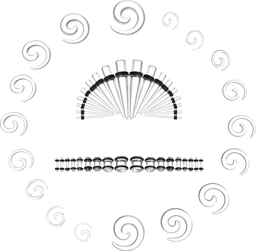 Miniatura 16 de Memsion Kit de estiramiento de orejas, 54 piezas, 14 calibres 00, kit de piercings