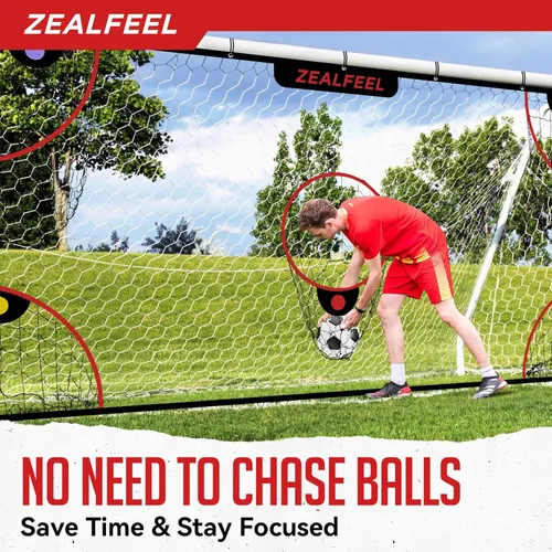 Miniatura 5 de ZEALFEEL Red de portería de fútbol, red de portería de 3,6 x 1,8 m con 5 zonas de puntuación para práctica de tiro y portería, malla antidesgarro, 3