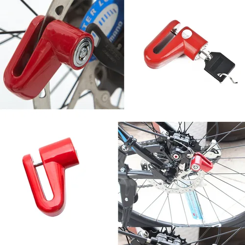 Miniatura 2 de Bloqueo de disco de seguridad para motocicleta, bicicleta, antirrobo, bloqueo de freno de rueda, candado resistente al agua para motocicleta, Rojo