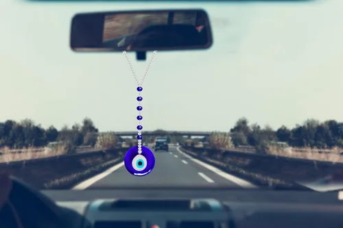 Miniatura 3 de Adorno colgante de auto de mal de ojo, accesorios para mujeres y hombres, adorno colgante de cristal para espejo retrovisor (forma redonda)
