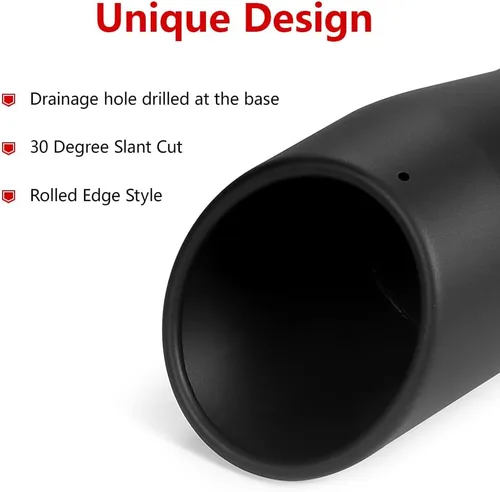 Miniatura 5 de A-KARCK Punta de Escape 2.5" Entrada a 3.5" Salida, 7" Longitud Total Recubrimiento Negro Atornillable Punta de Tubo de Escape Protege Tubo de Escape