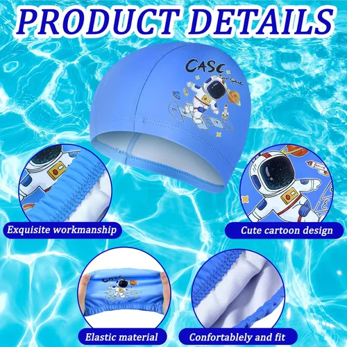 Miniatura 5 de Geyoga 3 piezas de gorras de natación para niños y niñas, gorras de natación para niños de 2 a 12 años, gorro de natación para piscina, gorro