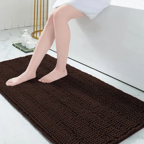 Miniatura 273 de Grandaily Alfombras de baño de felpilla a rayas de 24 x 16 pulgadas, extra gruesas y suaves, absorbentes, parte trasera de goma, alfombra de ducha