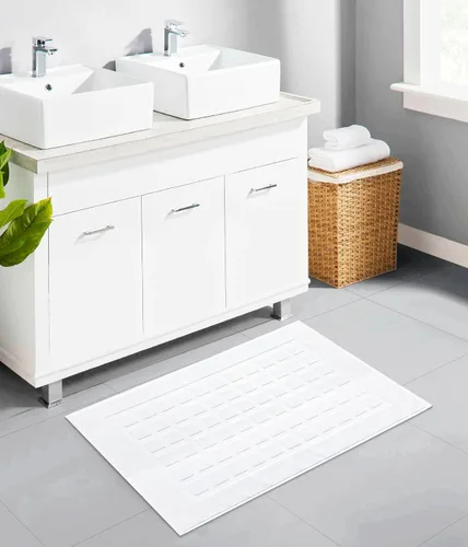 Miniatura 2 de COTTON CRAFT Tapete para bañera – Azulejo esculpido, 100% algodón, ultra absorbente, de baja pelusa, 1000 GSM, tapete de baño de lujo – Alfombra