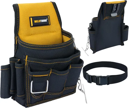 Miniatura 14 de MELOTOUGH Bolsa de herramientas para electricista, bolsas para cinturón de herramientas, múltiples bolsillos, organizador de herramientas