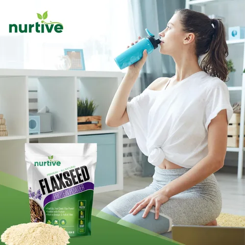 Miniatura 7 de Polvo de proteína de linaza a base de plantas, rica en omega-3 y antioxidantes, ideal para la recuperación después del entrenamiento, impulso