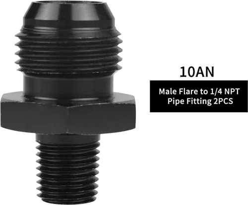 Miniatura 3 de Adaptador de manguera de tubería macho de 10AN a 1/4 NPT de aluminio recta para línea de combustible, adaptador de manguera de aluminio negro