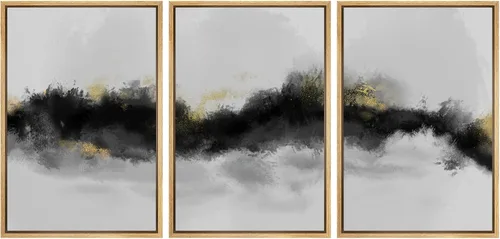 Miniatura 95 de NWT Lienzo enmarcado para pared, juego de arte en acuarela pastel, bosque de montaña oscura, naturaleza silvestre, ilustraciones de arte moderno