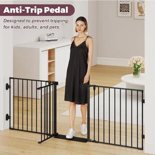 Miniatura 4 de Puerta de bebé extra ancha de 29.4 a 78 pulgadas, puertas largas para perros para puertas y escaleras, puerta de seguridad grande esencial para Negro