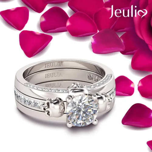 Miniatura 6 de Jeulia Juego de anillos de boda intercambiables de 2.5 quilates para mujer, anillos de plata de ley 925, anillos de compromiso de circonita cúbica