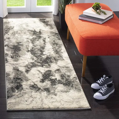 Miniatura 9 de SAFAVIEH Retro Collection - Alfombra decorativa de 2 pies 3 pulgadas x 5 pies, color crema y gris, diseño abstracto moderno, no desprende pelusa