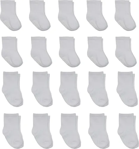 Little Me Paquete de 20 calcetines unisex para bebés recién nacidos y niños pequeños, 0-12/12-24 meses, paquete de tamaños surtidos, color blanco,