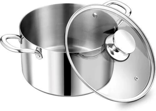 Miniatura 9 de P&P CHEF Olla de 4 cuartos de galón de acero inoxidable tricapa, olla de 4 cuartos de galón para cocinar pasta con tapa visible para sopa