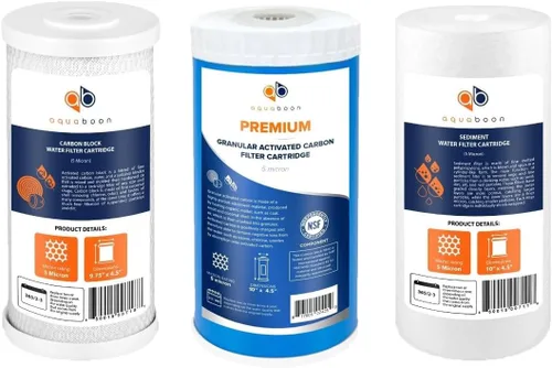 Miniatura 6 de Aquaboon Cartrige de reducción de cloro de 5 micrones, 10 x 4.5 de carbono, y 2 filtros de agua de reducción de sedimentos, repuesto para filtro
