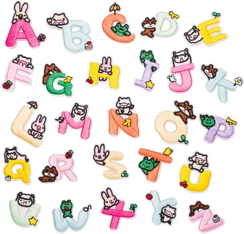 Miniatura 15 de U-Sky Parches bordados para coser o planchar Letras coloridas completas del alfabeto A-Z Personalización para bricolaje Ropa para niños