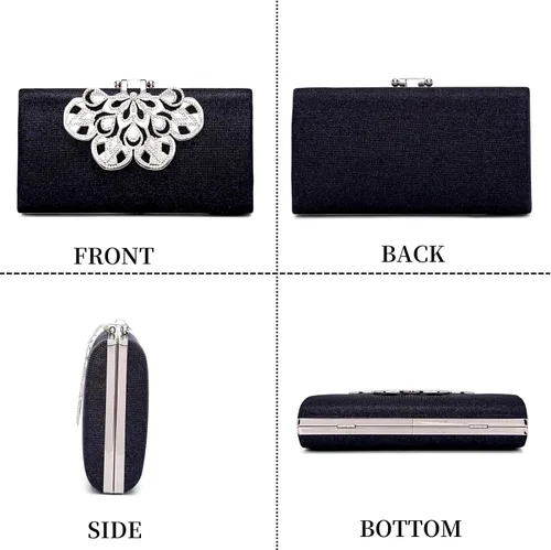 Miniatura 5 de Bolso de mano de noche para mujer, bolso de noche con cristales brillantes de diamantes de imitación, bolso de hombro, bolso formal para fiesta