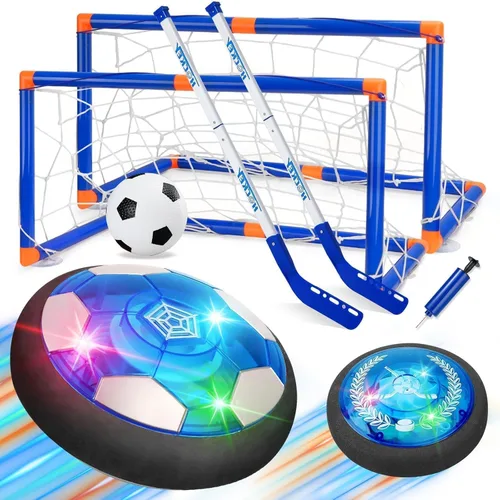 Nazano Pelota de fútbol Hover 3 en 1, juego de hockey para niños pequeños con luces LED, juguetes para interiores y exteriores para niños, regalo de