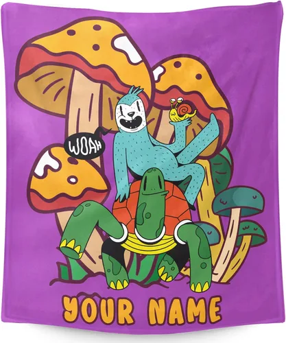 Miniatura 13 de Manta pequeña de marihuana de marihuana de hongos, 50 x 40 pulgadas, para mujeres y hombres, manta de felpa suave para cama, sofá, manta negra