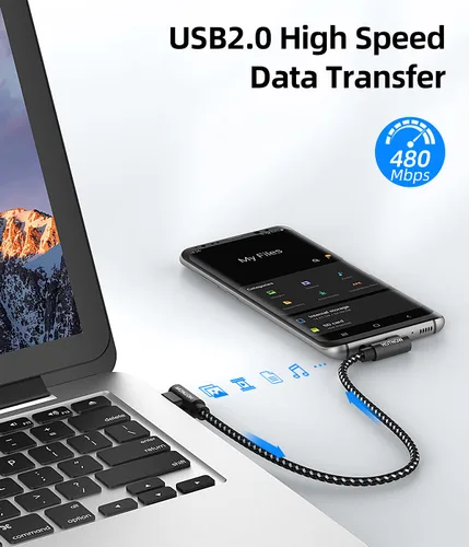 Miniatura 6 de Cable USB C corto de ángulo recto de 0.5 pies, paquete de 3 cables de carga USB C de 6 pulgadas, cable de carga rápida trenzado de nailon