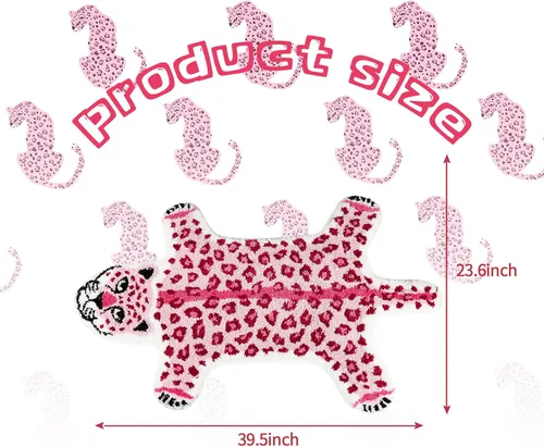 Miniatura 2 de Alfombra con estampado de leopardo, tapete de baño de leopardo rosa para baño, tapete de puerta de guepardo y tigre, antideslizante, tapete Rosa